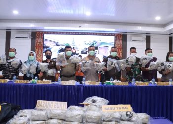 Barang Bukti 76 Kilogram Sabu dan Dua Kurir Ditangkap Polres Asahan
